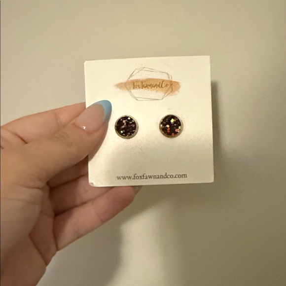 Jewelry - Fox Fawn & Co. Black Earrings with Gold Accents